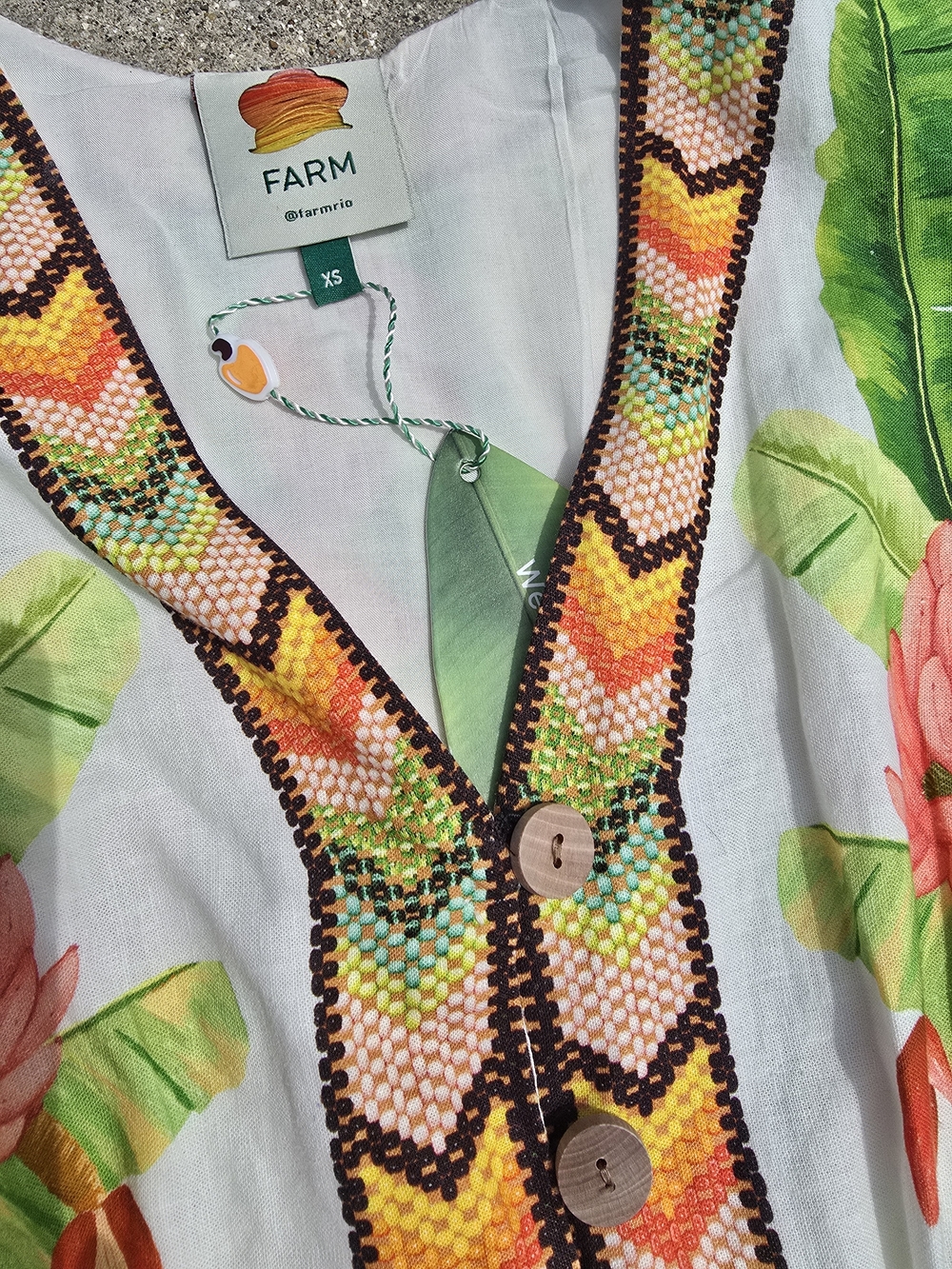 FARM Rio Fresh Forest Midi Dress with Multicolor Trim - Picture 3 of 6